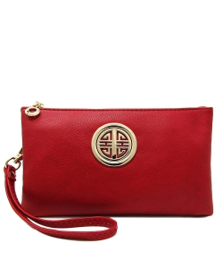 Womens Multi Compartment Functional Emblem Crossbody Bag With Detachable Wristlet WU020L RED